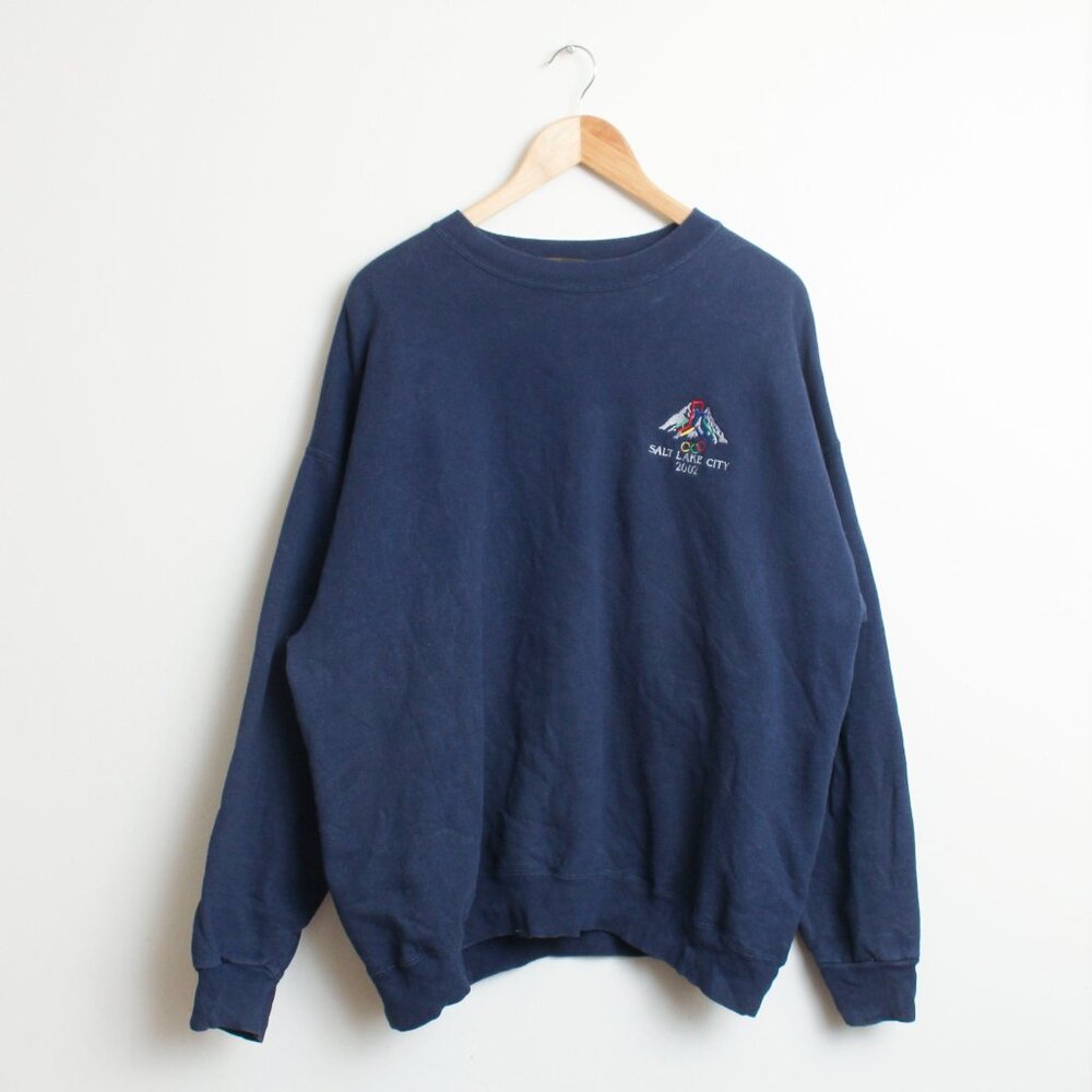 2002 Winter Olympics Sweatshirt Mens XL Blue Salt Lake City Crewneck